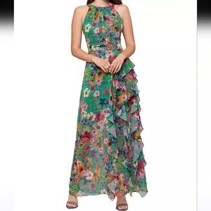 Betsy & Adam Green floral Halter Maxi Dress.